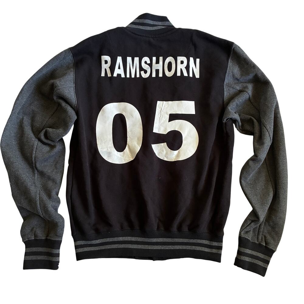 Ramshorn Jacket Small Varsity Pro Club Lettermen Pentagram Black Grey White